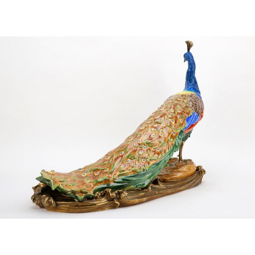 Lovecup Porcelain and Bronze Peacock Figurine L377
