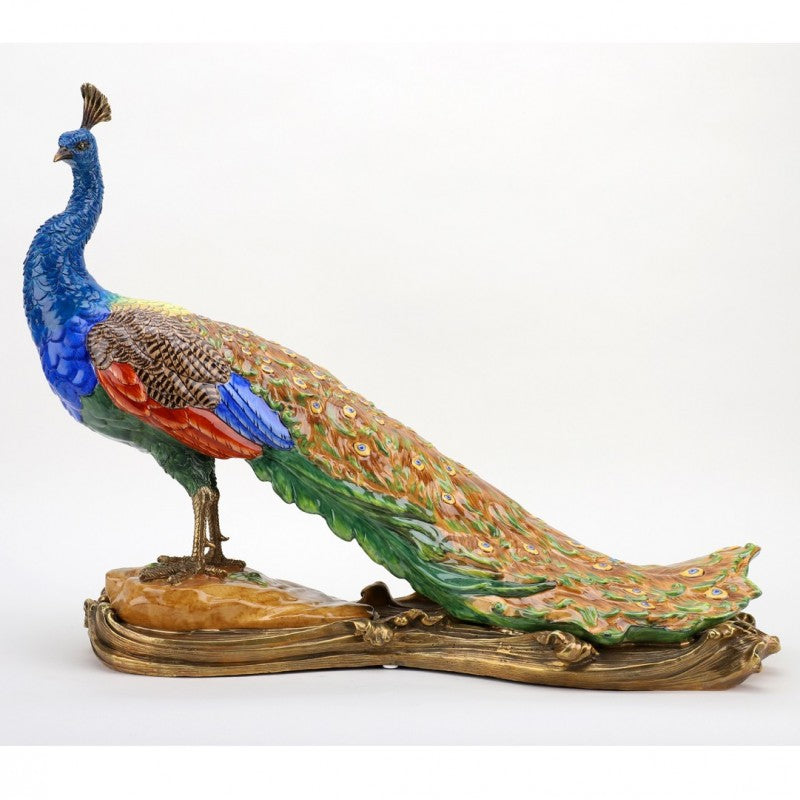 Lovecup Porcelain and Bronze Peacock Figurine L377