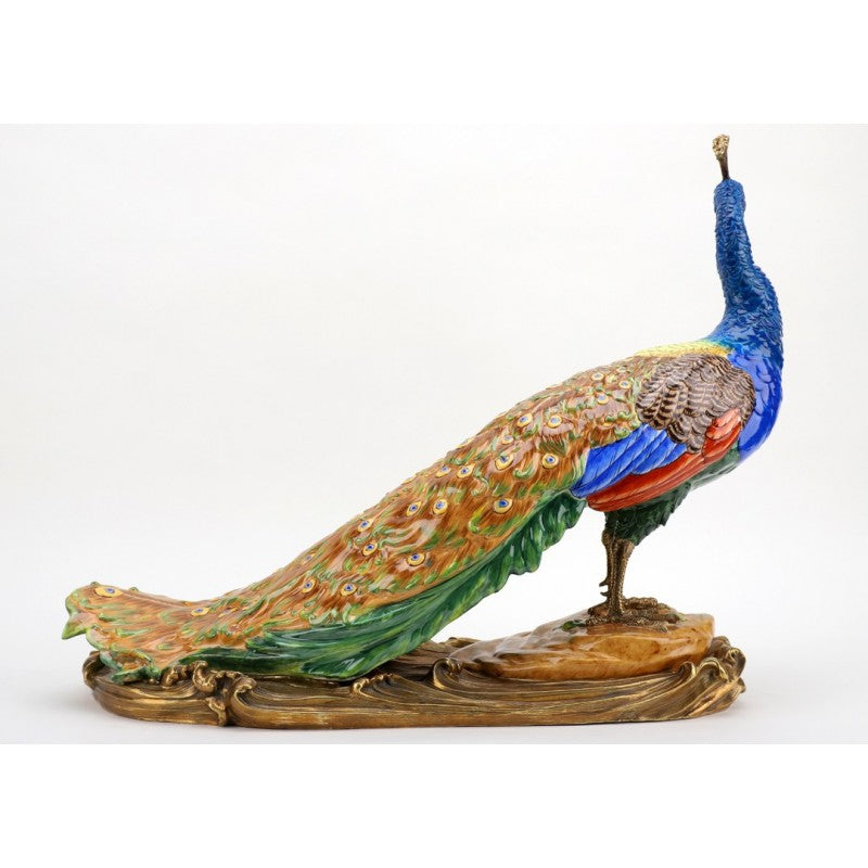 Lovecup Porcelain and Bronze Peacock Figurine L377