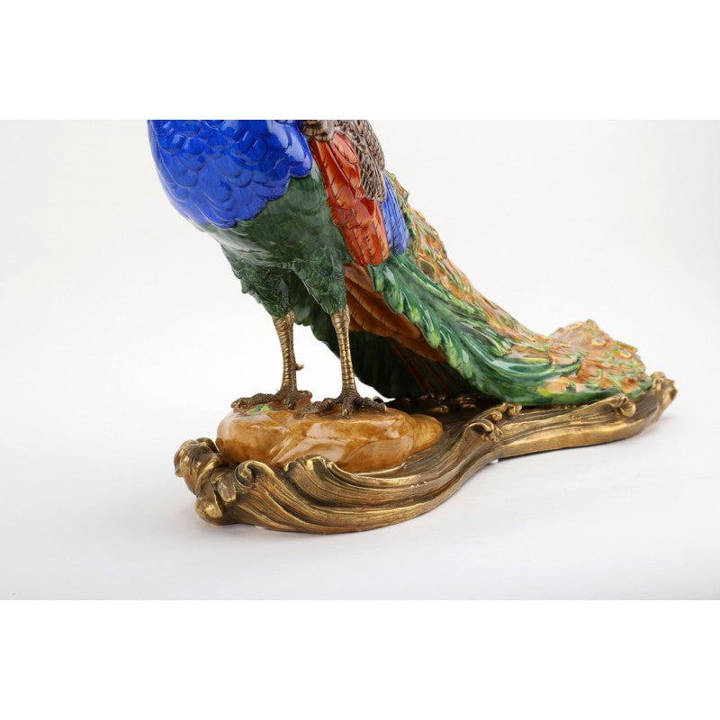 Lovecup Porcelain and Bronze Peacock Figurine L377