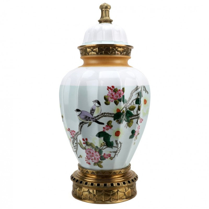 Lovecup Spring Blossom Jar with Bronze Ormolu Accents L378