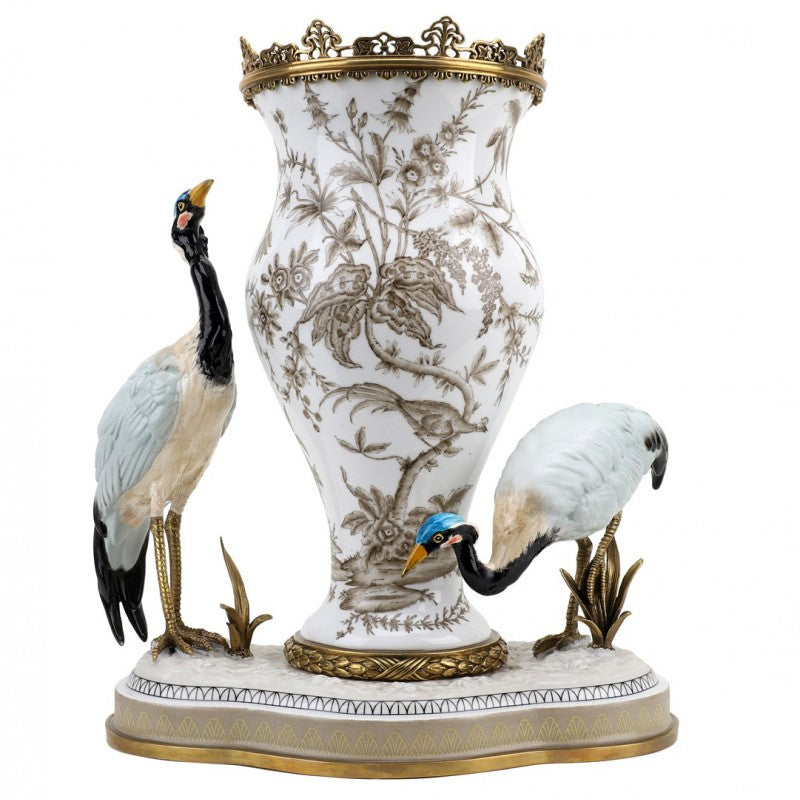Lovecup Two Birds And Vase With Bronze Ormolu L380