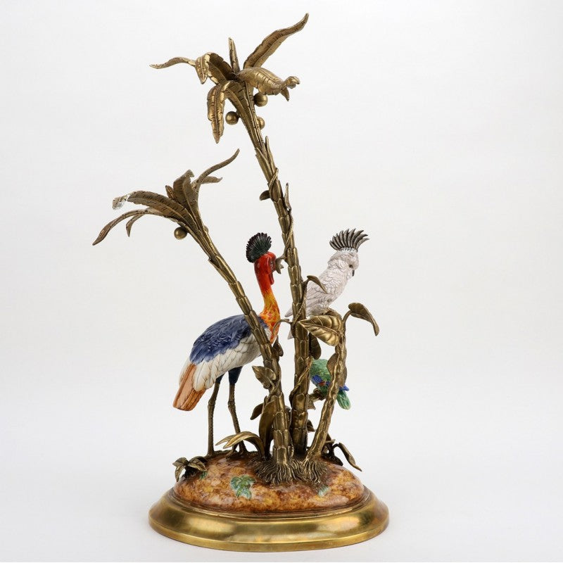Lovecup Birds and Palm Tree Bronze Ormolu Figurine L384
