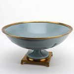 Lovecup Round Centerpiece Bowl Centerpiece with Bronze Ormolu- Tinted Blue L385