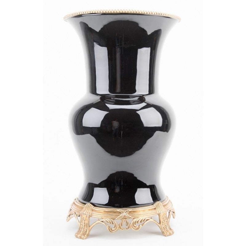 Lovecup Porcelain Vase With Bronze Ormolu - Ebony L400