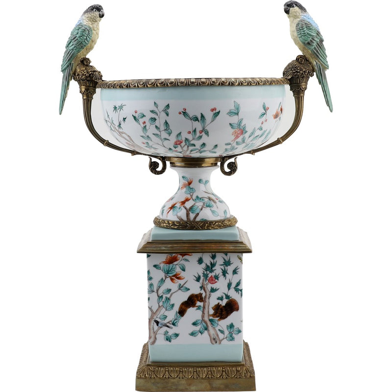 Lovecup Porcelain Vase Double Bird Handle With Bronze Ormolu L410