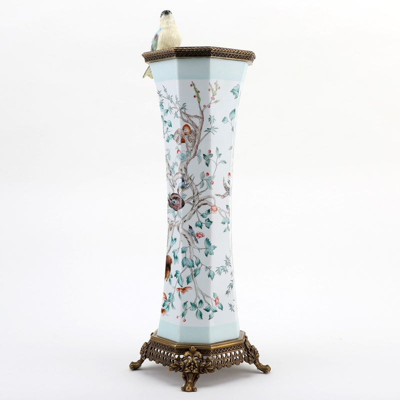 Lovecup Porcelain Octagonal Vase with Bronze Ormolu L412