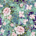 Pink Roses on Green Wallpaper