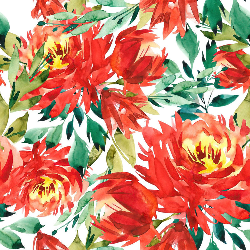 Contemporary Red Flowers Wallpaper Chic