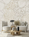 Beige Large Peonies Wallpaper