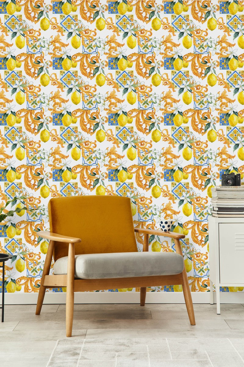 Lemons on White Background Wallpaper