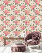 Contemporary Pink Peonies Wallpaper Fashionable