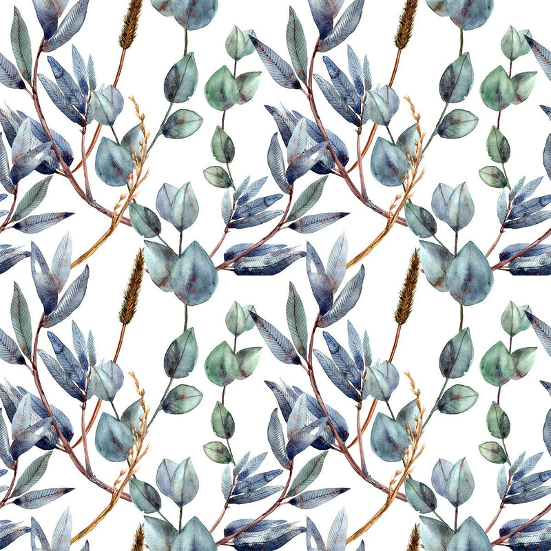 Blue and Green Leaves Wallpaper
