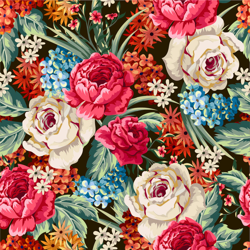 Contemporary Brightly Flowers Wallpaper Smart High-Quality