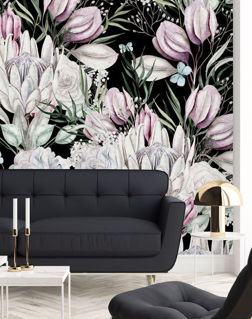 Pink Protea and Roses Wallpaper