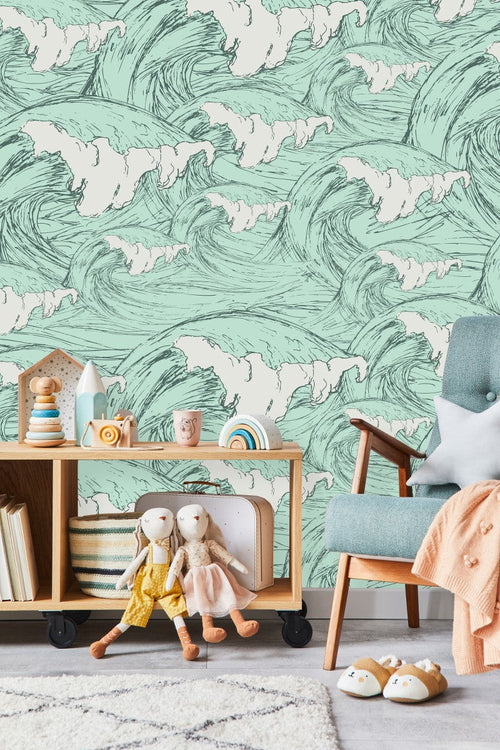Elegant Ocean Waves Wallpaper Vogue