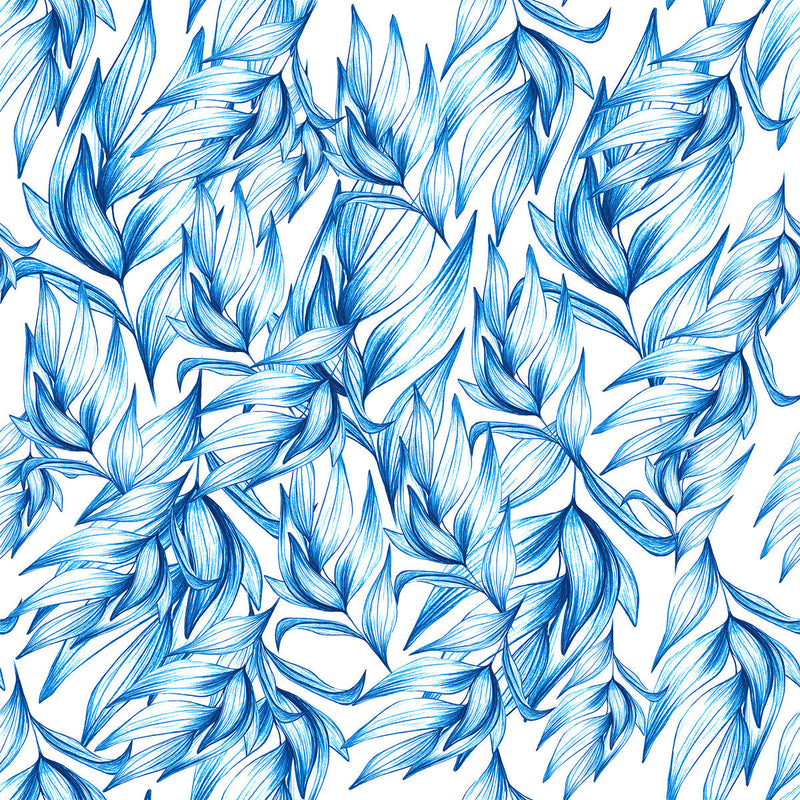 Stylish Blue Leaves Wallpaper Fashionable