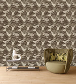 Dark Green Wallpaper with Leaves Design