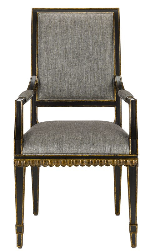 Currey and Company Ines Peppercorn Black Arm Chair 7000-0183