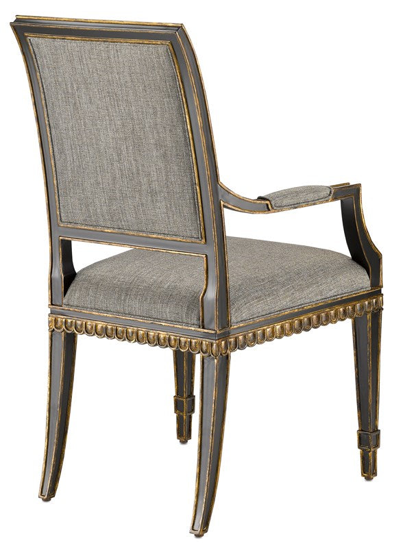 Currey and Company Ines Peppercorn Black Arm Chair 7000-0183