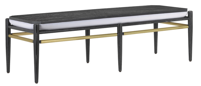 Currey and Company Visby Muslin Black Bench 7000-0311