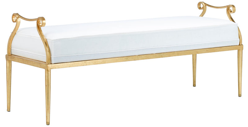 Currey and Company Genevieve Muslin Gold Bench 7000-1041