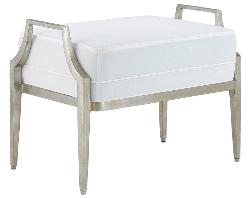 Currey and Company Torrey Muslin Silver Ottoman 7000-1201