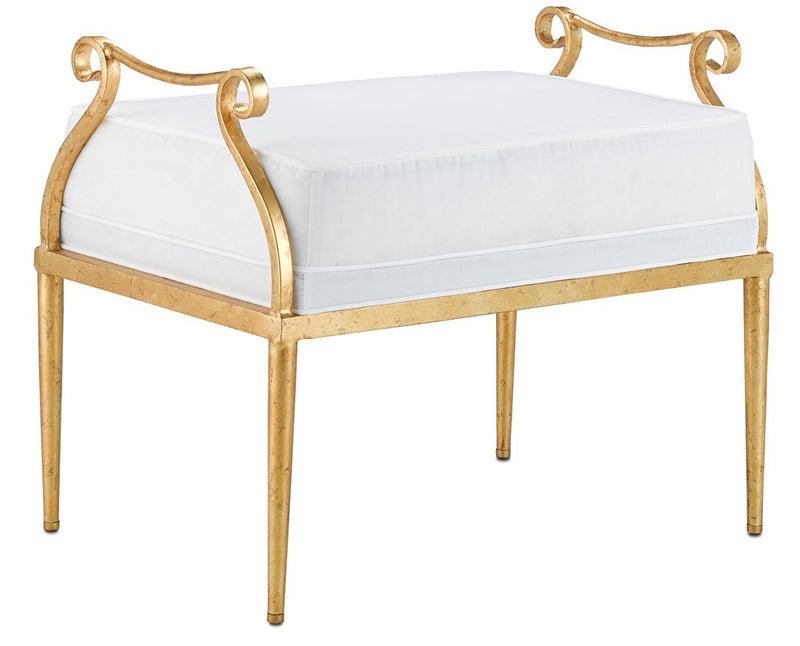 Currey and Company Genevieve Muslin Gold Ottoman 7000-1231