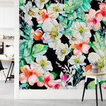 Contemporary Dark Wallpaper with Light Flowers Smart
