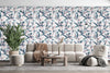 Voguish Blue and Pink Leaves Wallpaper Vogue