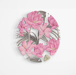 Pink Floral Printed Transparent Acrylic Circle