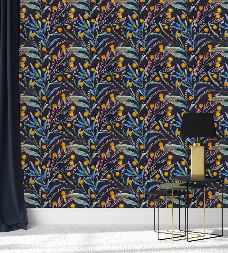 Stylish Leaves on Dark Wallpaper Vogue
