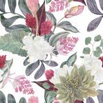 Contemporary Modern White Wallpaper with Flowers