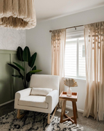 Boho Pom Pom Tassel Faux Linen Window Curtain Panel
