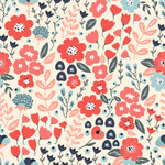 Contemporary Red Floral Wallpaper Smart