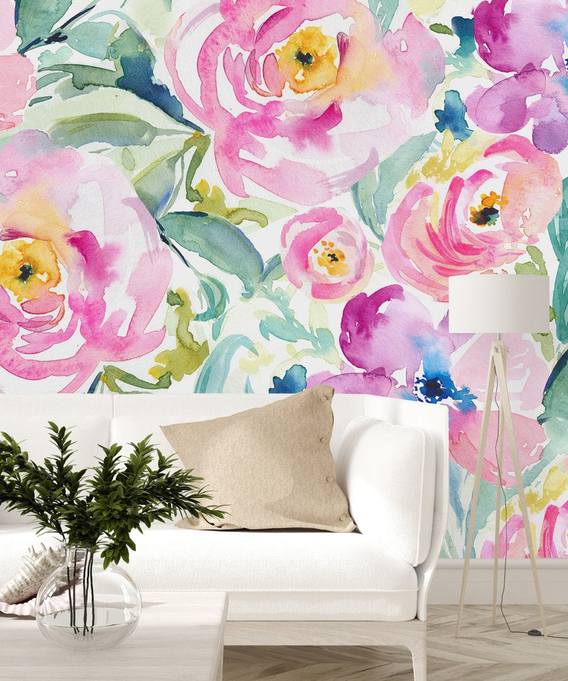 Watercolor Summer Flowers Wallpaper