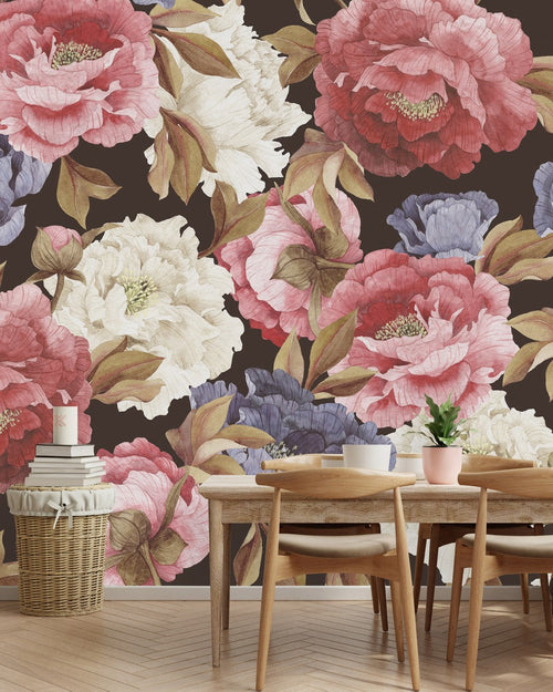 Elegant Brown Wallpaper with Flowers