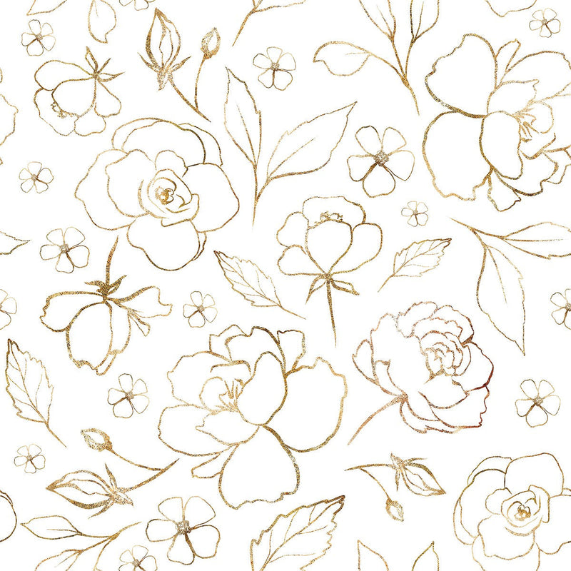 Gold Floral Contour Wallpaper