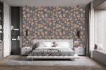 Grey Wallpaper with Beige Flowers