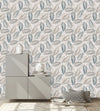 Beige and Grey Leaves Wallpaper