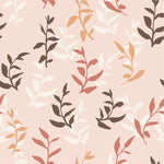 Modish Pink Wallpaper with Leaves Vogue