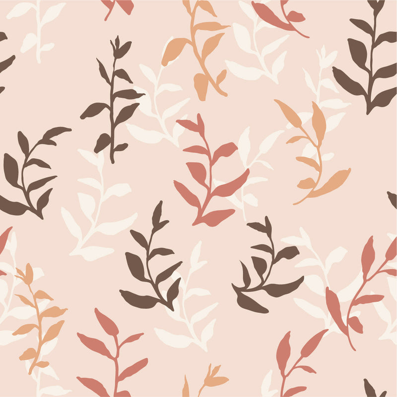 Modish Pink Wallpaper with Leaves Vogue