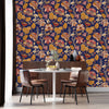 Dark Blue Vintage Design Wallpaper