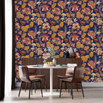 Dark Blue Vintage Design Wallpaper