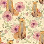 Foxes between Flowers Wallpaper