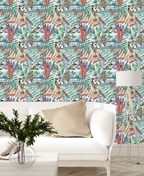 Watercolor Botanical Wallpaper with Birds