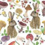 Hares and Mushrooms Wallpaper