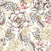 Beige Flowers and Leaves Wallpaper