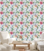 Fashionable White Floral Wallpaper Smart