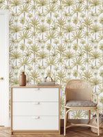 White Wallpaper with Palms